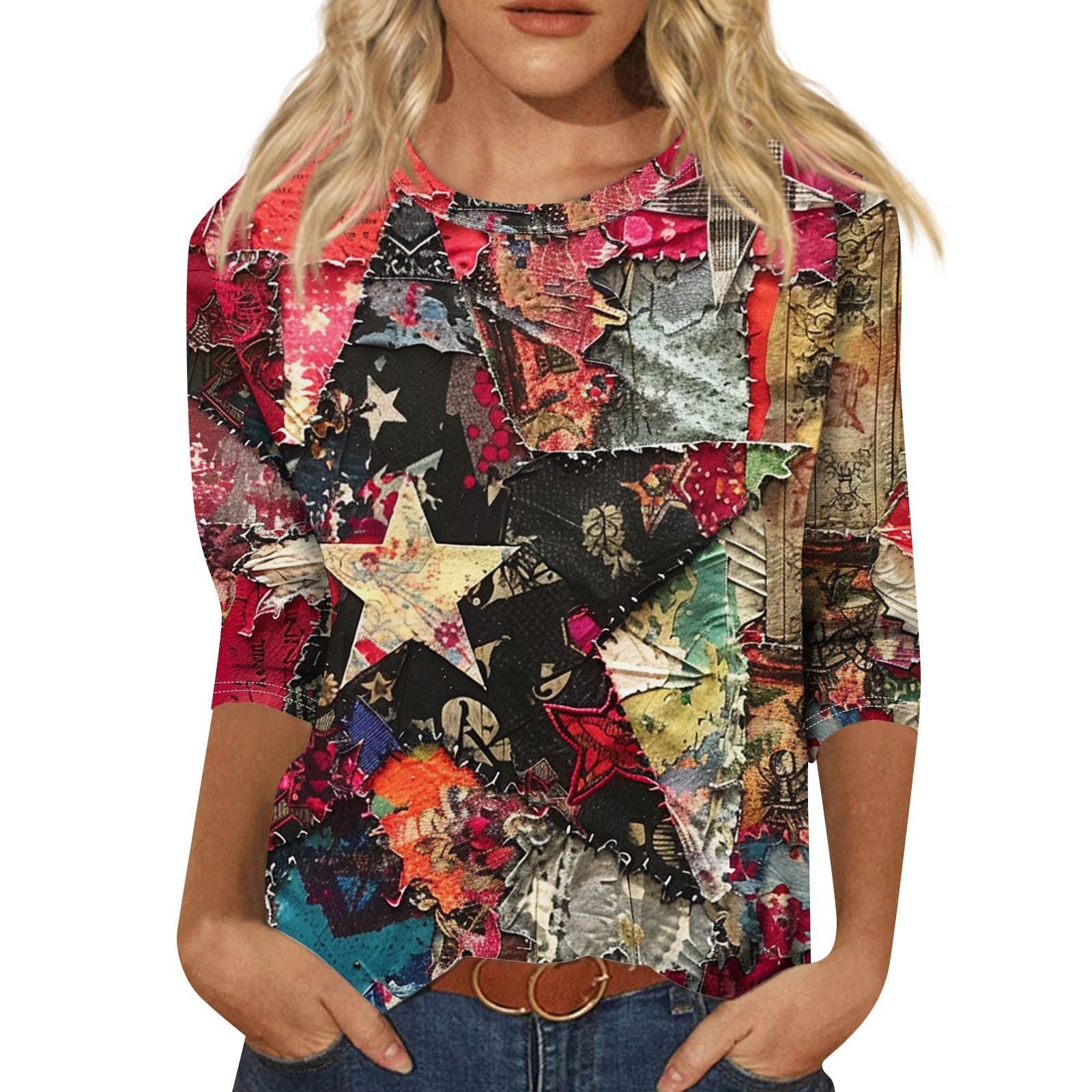 Long Sleeve Round Neck Slim Summer Tie-dyed Printed Clothing - Chic Angle